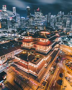 aerial photo of temple near buildings thumbnail