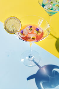 Clear Glass Martini Glass With Ice Cubes thumbnail