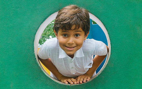 boy wearing white henley top thumbnail