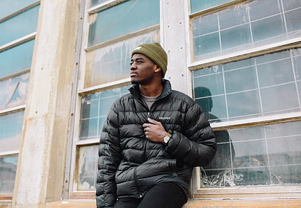 men's black leather jacket thumbnail