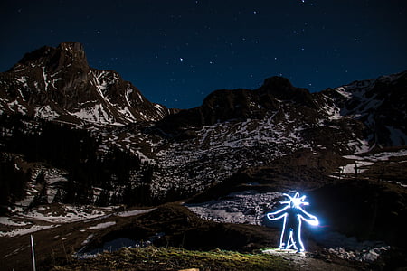 mountain under starry night thumbnail