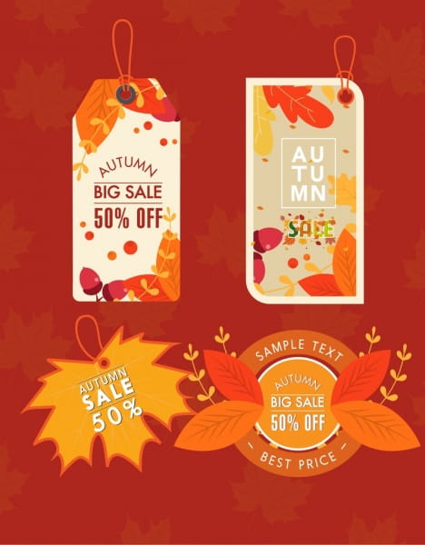 autumn sales tags templates vertical circles leaves decor eps ai for sale tags templates