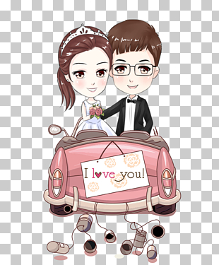 Marriage Wedding Bride , Cartoon couple, groom and bride illustration PNG clipart