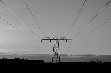 grayscale photo of power lines thumbnail