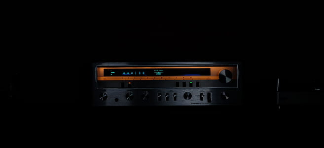 turned-on silver stereo receiver thumbnail