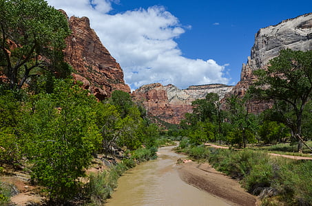 brown rocky mountains near green trees during daytime thumbnail