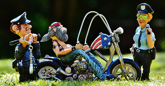 two police and man on motorcycle figurine thumbnail