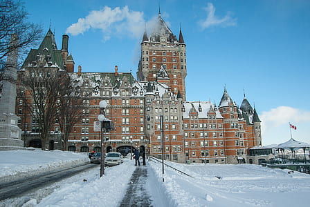 snow covered castle during daytime thumbnail