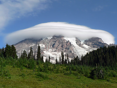 aerial photo of snow mountain covered of clouds thumbnail