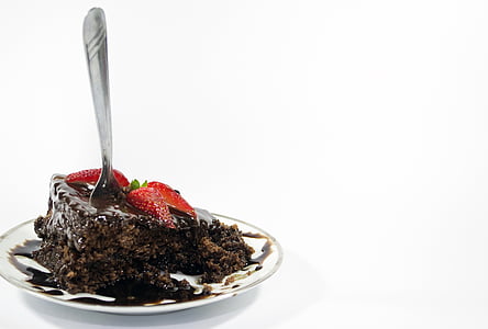 sliced chocolate cake on white ceramic saucer thumbnail