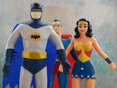 Justice League Batman, Superman, and Wonder Woman toys thumbnail