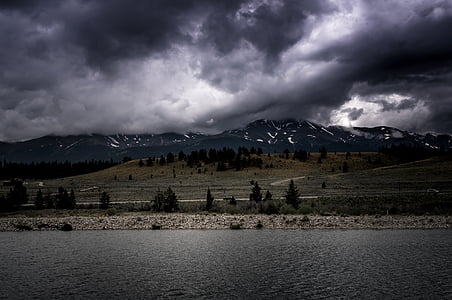 trees near body of water under cloudy sky during daytime thumbnail