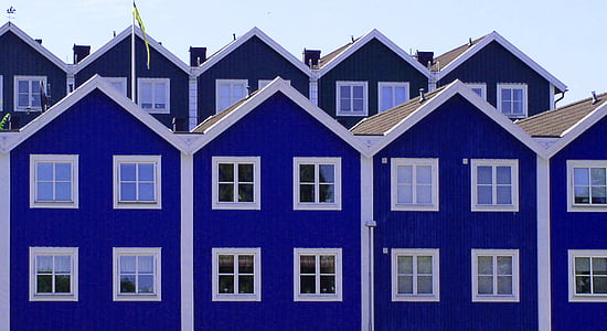 photography of blue and white painted villages thumbnail