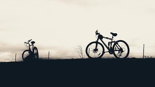 two bicycle park beside road thumbnail