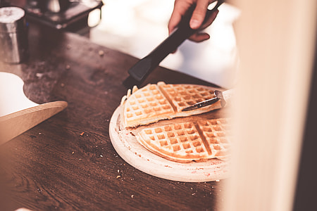 Making Waffles Cutting Them into Pieces thumbnail