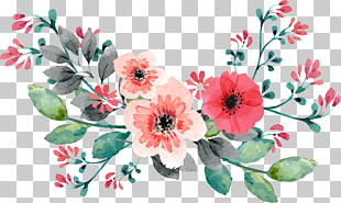 Wedding invitation Flower Watercolor painting, Red hand painted watercolor rose flower vine, pink and white petaled flower illustration PNG clipart
