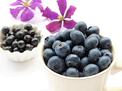 blue and blackberries on bowls thumbnail