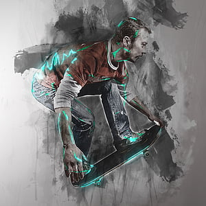 man playing skateboard graphic art thumbnail