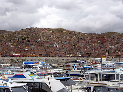 Puno cityscape and marina on Lake Titicaca in Peru thumbnail