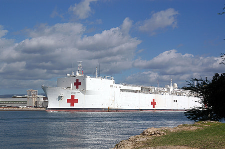 white medic ship docked during daytime thumbnail