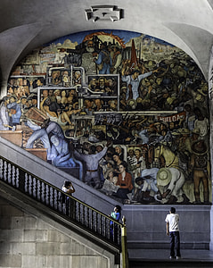 Rivera's History of Mexico mural in Mexico City thumbnail