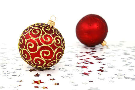 two red-and-brown Christmas baubles thumbnail
