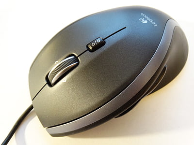 black and gray Logitech corded optical mouse thumbnail