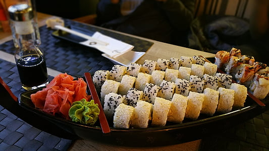 nigiri dish placed on top of table thumbnail