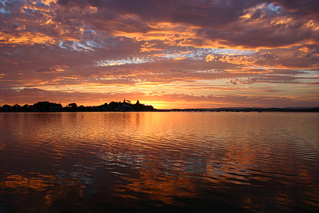 body of water under orange sunset thumbnail