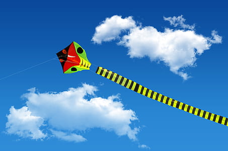 red, black, and green kite thumbnail