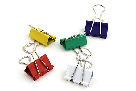 five assorted-color binder clips thumbnail