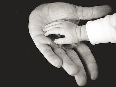 baby right hand in father left hand palm thumbnail