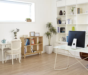 white wooden desk with chair thumbnail