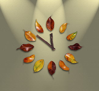 brown and green leaf wall clock at 12:52 thumbnail