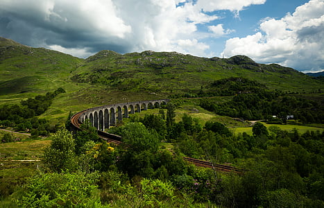 photo of valley and train track during daytime thumbnail