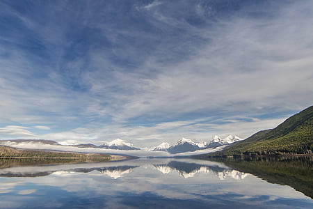 snow capped mountain with mirror reflection under white clouds during daytime thumbnail