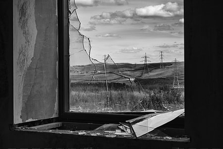 grayscale photo of broke glass thumbnail