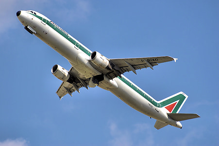worm's eye view of white airplane thumbnail