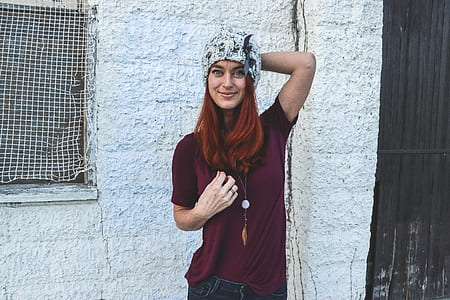 Woman in Maroon Top and Bluejeans thumbnail