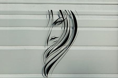 women's face with black hair wall art thumbnail