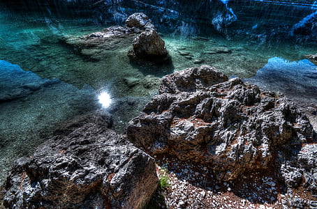 landscape, nature, water, rocks thumbnail