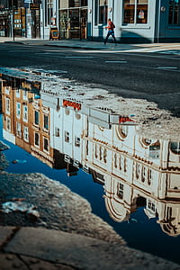 reflection of buildings at the street water thumbnail