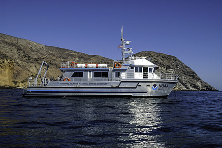 NOAA Shearwater Boat off Santa Cruz Island in Channel Islands National Park, California thumbnail