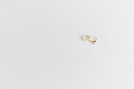 gold-colored wedding band against white background thumbnail
