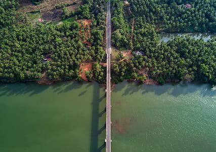 Aerial Photography of Gray Bridge over Body of Water thumbnail