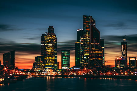 high-rise buildings during nighttime thumbnail