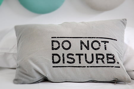 grey do not disturb-printed bed pillow thumbnail