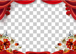 New Year's Eve Chinese New Year New Year's Day, New Year Background Border, red flowers illustration PNG clipart