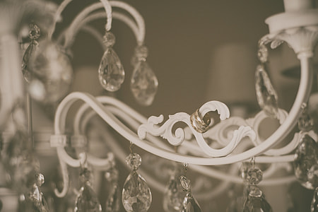 white metal framed crystal chandelier thumbnail