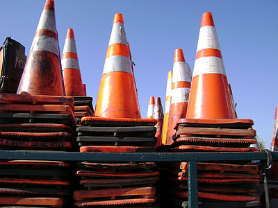 red traffic cones lot thumbnail